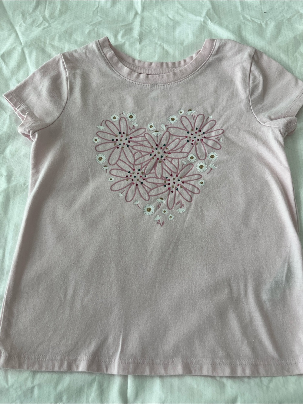 Cat & Jack Girls Pink Floral Heart Tee size 4T